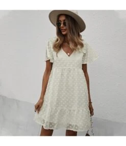 V-Neck Chic Wholesale Dresses Flocking Solid Color Casual Dresses SD202892 -DivaLook Shop 0528713b 8828 41a6 a9df 79f5d6d60edc 72143D05CCE20EABCF9CC9CB41A8F45C