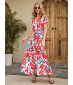 Floral Print Short Sleeve V Neck Tie-Up Waist High Slit Resort Dress Wholesale Maxi Dresses SDN533200 -DivaLook Shop 05d43eb8 ece9 4a24 9ca4 ef4fe0f169cd 685d9658fb5be26aa5da089c24393df5