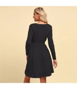 Women Plain Color Long Sleeve V Neck Tie Waist Wholesale Swing Dresses SDN580521 -DivaLook Shop 097b09a0 ae03 4f3f adbe ba02354d4267 ec87eef38fc46606a1349ab6e92cb1e3