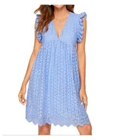 Solid Color Lace Hollow V Neck Frill Sleeve Loose Tank Dress With Pocket Casual Wholesale Dresses SDN532972 -DivaLook Shop 09d43532 d9a6 485b 9e13 ce732571973c b273df6998082e647a8fb540b5a86325