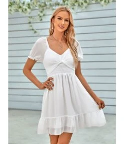Solid Color V-Neck Waist Short-Sleeve Casual Ruffled Dress Wholesale Dresses SDN537952 -DivaLook Shop 0c8255d2 839a 4e13 8e00 c21acd6f6a9d 5e0edb389114f9237a12ca6d909eae10