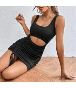 Sexy Hollow Drawstring Mini Dress Square Neck Solid Color Sleeveless Bodycon Wholesale Dresses SDN560569 -DivaLook Shop 0daabfa3 660d 4e62 8f45 e0a7a3f7b352 64db0ef7a090b1385f1947a0bfdefdec