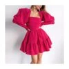 Puff Party Niche Puff Sleeve Stylish Pleated Solid Color Dress Wholesale Dresses N461523021400186