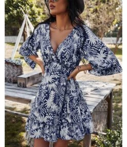 Sexy Deep V Print Ruffle Dress Short Sleeve Loose Wholesale Dresses SDN560603 -DivaLook Shop 110ffc59 f34a 4ea7 892a e76e1bd73d72 b618b5ed22714310f8e65f6fc354391f