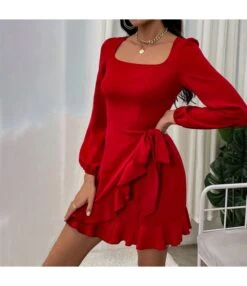 Square Neck Puff Sleeve Long Sleeve Ruffle Slim Dress Wholesale Dresses SDN5389922 -DivaLook Shop 12889ebd 7cfb 4d0a 83b1 28368875ea48 a224f55eca6a2b72d5bbf5d87ca3a3d2