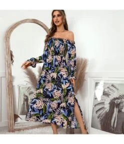 Full Sleeve Midi Bohemian Dress For Women St. Patrick'S Day SD191079