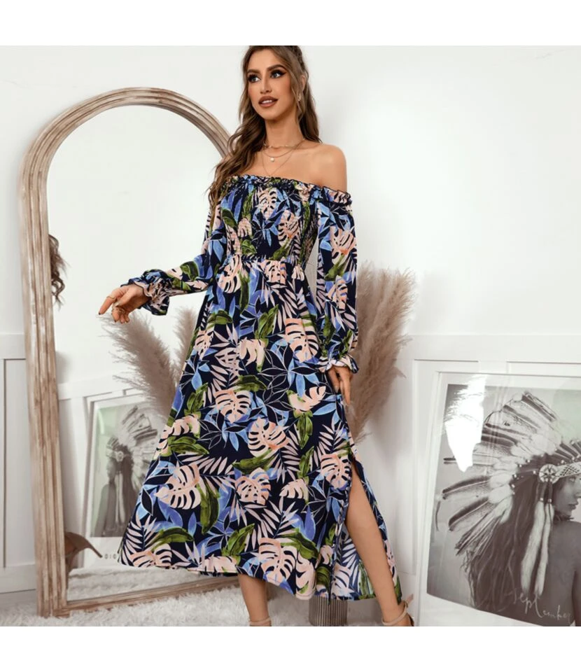 Full Sleeve Midi Bohemian Dress For Women St. Patrick'S Day SD191079