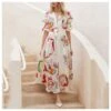 Printed Deep-V Neck Mid-Sleeve Slim Fit Nipped Waist Resort A-Line Dress Wholesale Maxi Dresses SDN533567 -DivaLook Shop 189ecfdb c35f 44ea ab6d 9bc54bd96be0 00ba1cc4ffa1396345f94d8f60a65d04