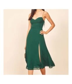 Solid Color Vintage Sundresses Chiffon Slit Lace-Up Slip Midi Flowy Dress Chic Wholesale Dresses SDN532455