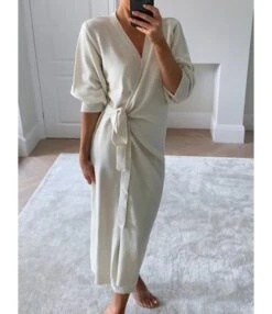 Side Tie Split Plain Knitting Dress -DivaLook Shop 200909648 3 1