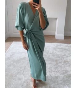 Side Tie Split Plain Knitting Dress -DivaLook Shop 200909648 5 1