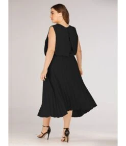 Pure Color Sleeveless Tie Waist Pleated Dress -DivaLook Shop 201023565 5