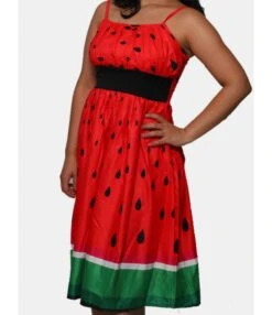 Color Blocking Watermelon Print Sundress