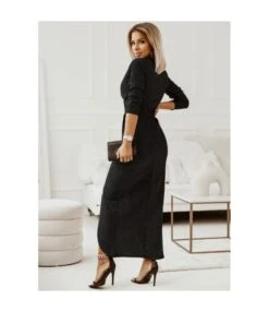 Shining Long Sleeve V-Neck Slit Sexy Wrap Prom Dress Wholesale Maxi Dresses SDN536263 -DivaLook Shop 20220823112151662