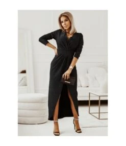 Shining Long Sleeve V-Neck Slit Sexy Wrap Prom Dress Wholesale Maxi Dresses SDN536263 -DivaLook Shop 20220823112151944 1