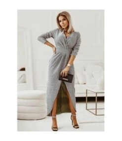 Shining Long Sleeve V-Neck Slit Sexy Wrap Prom Dress Wholesale Maxi Dresses SDN536263 -DivaLook Shop 20220823112152495 1
