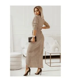 Shining Long Sleeve V-Neck Slit Sexy Wrap Prom Dress Wholesale Maxi Dresses SDN536263 -DivaLook Shop 20220823112152746