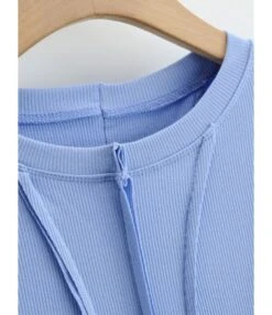 Irregular Seam Pleated Ribbed Dress -DivaLook Shop 210114999 5