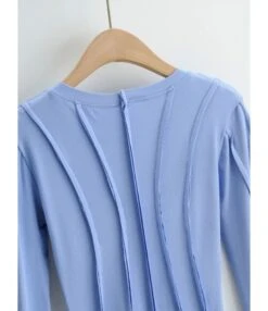 Irregular Seam Pleated Ribbed Dress -DivaLook Shop 210114999 7