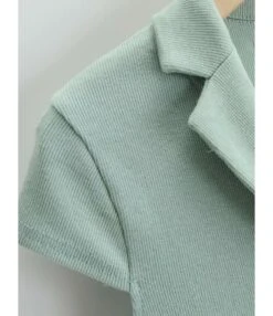 Peak Neck Solid Ribbed Knitting Dress -DivaLook Shop 210118224 2