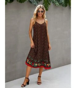 V Collar Flower Print Cami Dress -DivaLook Shop 210205394 2