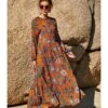 Tied Round Neck Flower Print Maxi Dress -DivaLook Shop 210301704 1