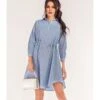 Rollable Sleeve Belted Stripe Shirt Dress -DivaLook Shop 210309349 1 1