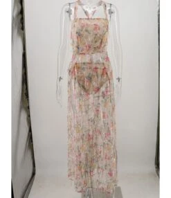 Fringed Sequin Split Thigh Cami Maxi Dress 210519104 -DivaLook Shop 210519104 3