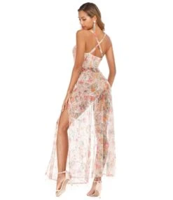 Fringed Sequin Split Thigh Cami Maxi Dress 210519104 -DivaLook Shop 210519104 5