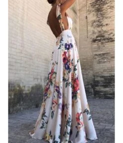 Tie Shoulder Backless Sleeveless Floral Print Cami Maxi-dress 210528410 -DivaLook Shop 210528410 2