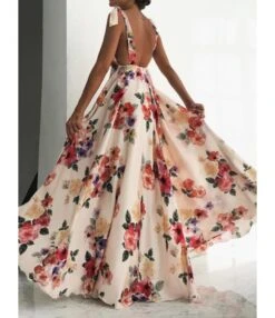Tie Shoulder Backless Sleeveless Floral Print Cami Maxi-dress 210528410 -DivaLook Shop 210528410 4
