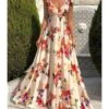 Tie Shoulder Backless Sleeveless Floral Print Cami Maxi-dress 210528410 -DivaLook Shop 210528410 beige