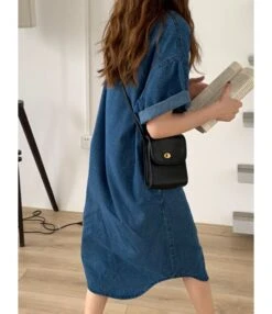 Lapel Neck Single Breasted Pocket Detail Denim T Shirt Dress Wholesale 210528617 14 Lapel Neck Single Breasted Pocket Detail Denim T Shirt Dress Wholesale 210528617 -DivaLook Shop 210528617 2