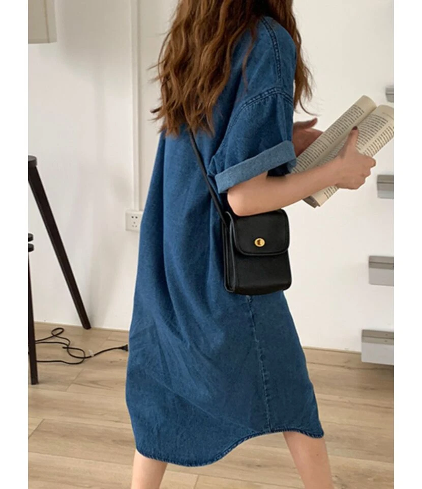 Lapel Neck Single Breasted Pocket Detail Denim T Shirt Dress Wholesale 210528617 5 Lapel Neck Single Breasted Pocket Detail Denim T Shirt Dress Wholesale 210528617 - Image 3