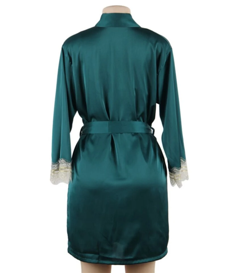 Imitate Silk Lace Stitching Night-gown & Cami Nightdress With Belt 210605491 8 Imitate Silk Lace Stitching Night-gown & Cami Nightdress With Belt 210605491 - Image 6