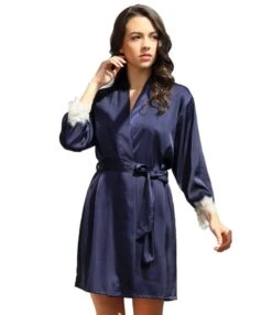 Imitate Silk Lace Stitching Night-gown & Cami Nightdress With Belt 210605491 22 Imitate Silk Lace Stitching Night-gown & Cami Nightdress With Belt 210605491 -DivaLook Shop 210605491 2