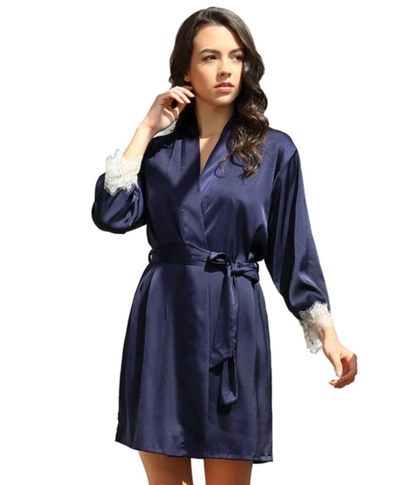 Imitate Silk Lace Stitching Night-gown & Cami Nightdress With Belt 210605491 11 Imitate Silk Lace Stitching Night-gown & Cami Nightdress With Belt 210605491 - Image 9