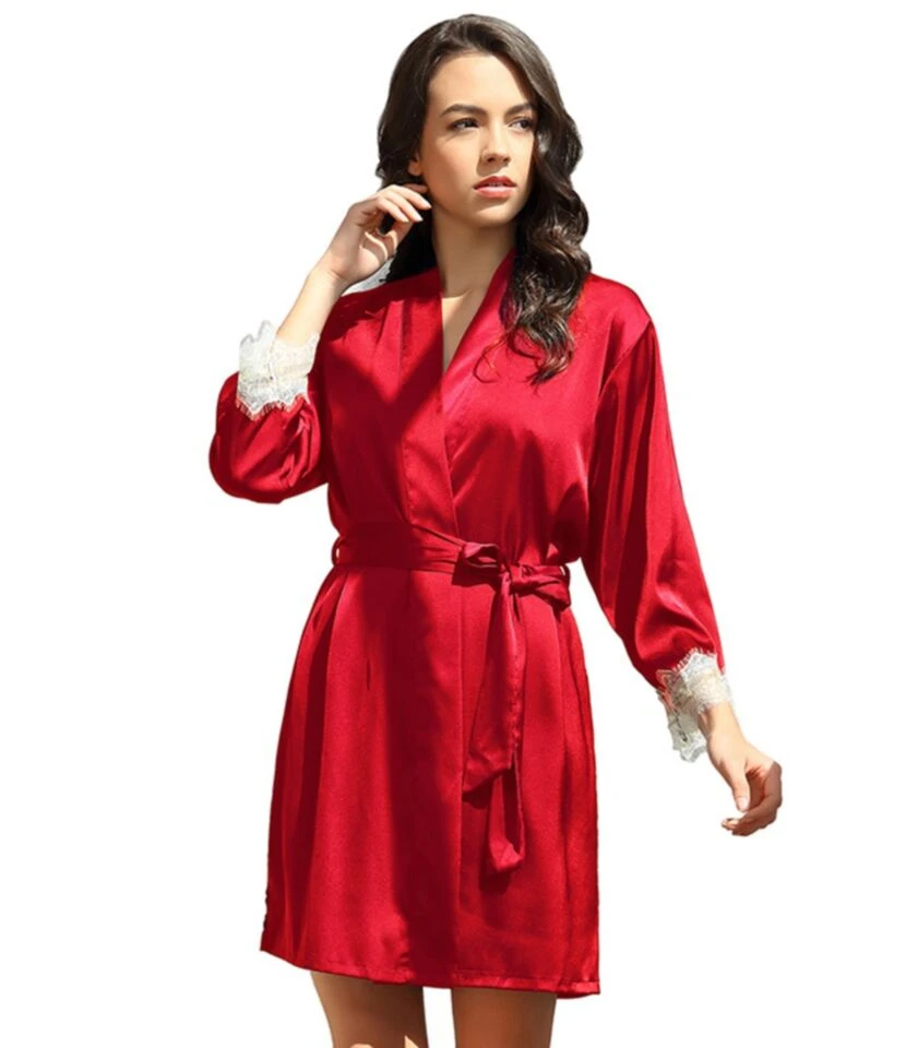 Imitate Silk Lace Stitching Night-gown & Cami Nightdress With Belt 210605491 13 Imitate Silk Lace Stitching Night-gown & Cami Nightdress With Belt 210605491 - Image 11