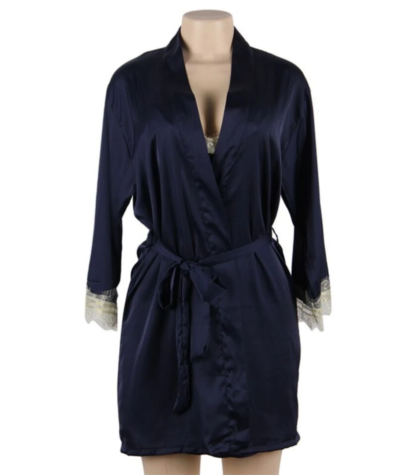 Imitate Silk Lace Stitching Night-gown & Cami Nightdress With Belt 210605491 12 Imitate Silk Lace Stitching Night-gown & Cami Nightdress With Belt 210605491 - Image 10