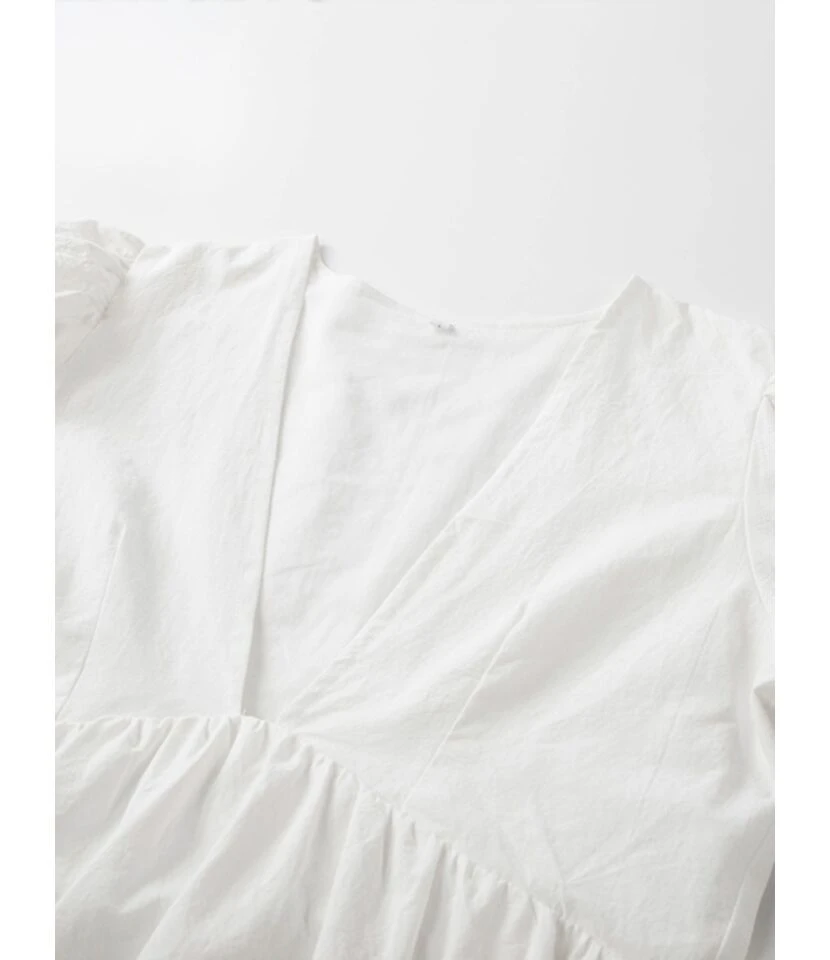 Loose Short Fall Dress Puff Sleeve Deep V-neck 210728397 9 Loose Short Fall Dress Puff Sleeve Deep V-neck 210728397 - Image 7