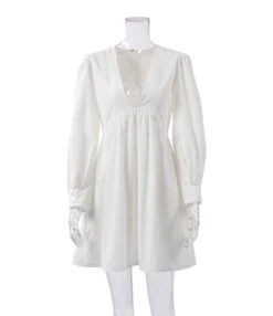 Loose Short Fall Dress Puff Sleeve Deep V-neck 210728397 22 Loose Short Fall Dress Puff Sleeve Deep V-neck 210728397 -DivaLook Shop 210728397 7