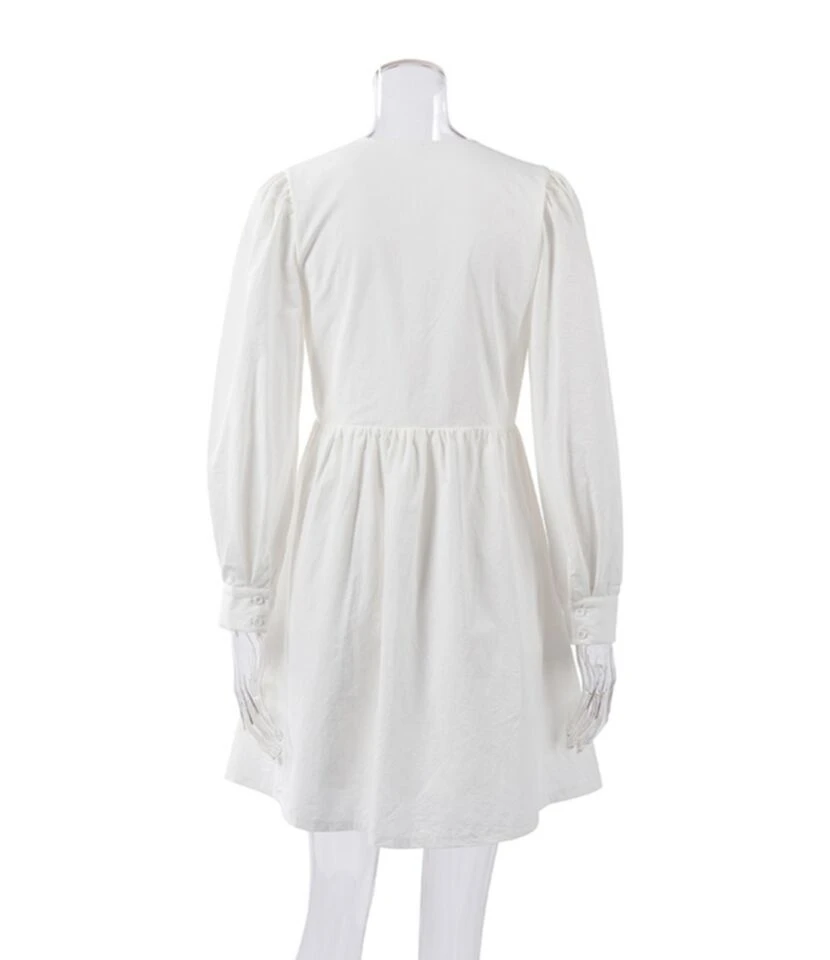 Loose Short Fall Dress Puff Sleeve Deep V-neck 210728397 8 Loose Short Fall Dress Puff Sleeve Deep V-neck 210728397 - Image 6