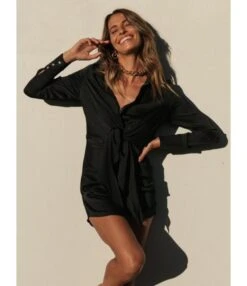 Best-seller V NecklineLace-up Shirt Dress 210728411 -DivaLook Shop 210728411 2