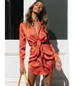 Best-seller V NecklineLace-up Shirt Dress 210728411 -DivaLook Shop 210728411 3