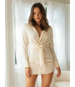 Best-seller V NecklineLace-up Shirt Dress 210728411 -DivaLook Shop 210728411 4