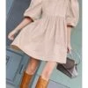 Puff Sleeve Round Neck Solid Loose Dress 210728917 -DivaLook Shop 210728917 5