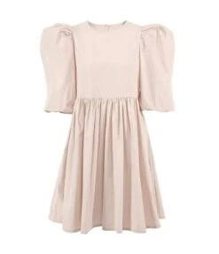 Puff Sleeve Round Neck Solid Loose Dress 210728917 -DivaLook Shop 210728917 6
