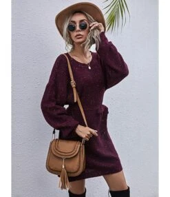 Short Sweater Dress Loose Tie Up Casual 210803431 -DivaLook Shop 210803431 2