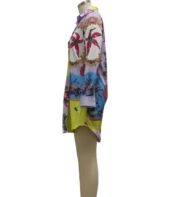 Multicolor Floral Pattern Long Sleeve Shirt Dress 210810256 -DivaLook Shop 210810256 5