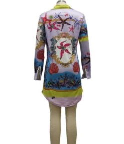 Multicolor Floral Pattern Long Sleeve Shirt Dress 210810256 -DivaLook Shop 210810256 6